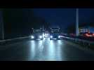 France's beverage wholesalers demonstrate on the motorway to slow down traffic - Label : AFPTV - First images - Category : Business