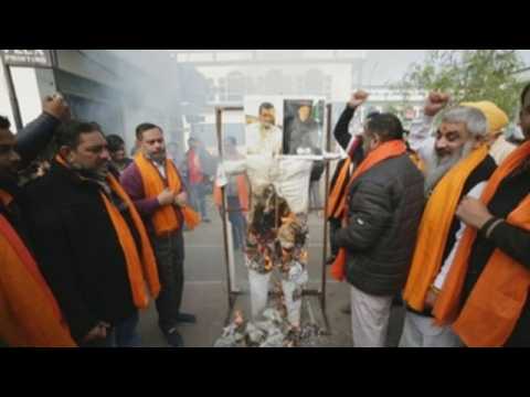 Hindu activists in India protest against Pakistan PM over vandalization of temple