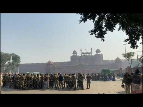 Heavy security at Red Fort in New Delhi after farmer riots