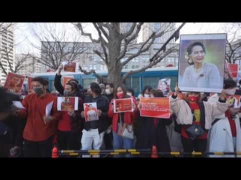 Thousands of Myanmar demonstrators gather in Tokyo to protest military coup