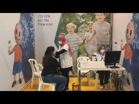 Gym turned into a vaccination centre against COVID-19 in Hod Hasharon, Israel