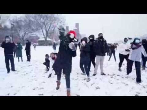 Snowstorm turns DC's National Mall into battleground for snowball fight