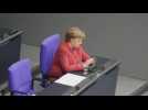 Merkel speaks during German parliament session