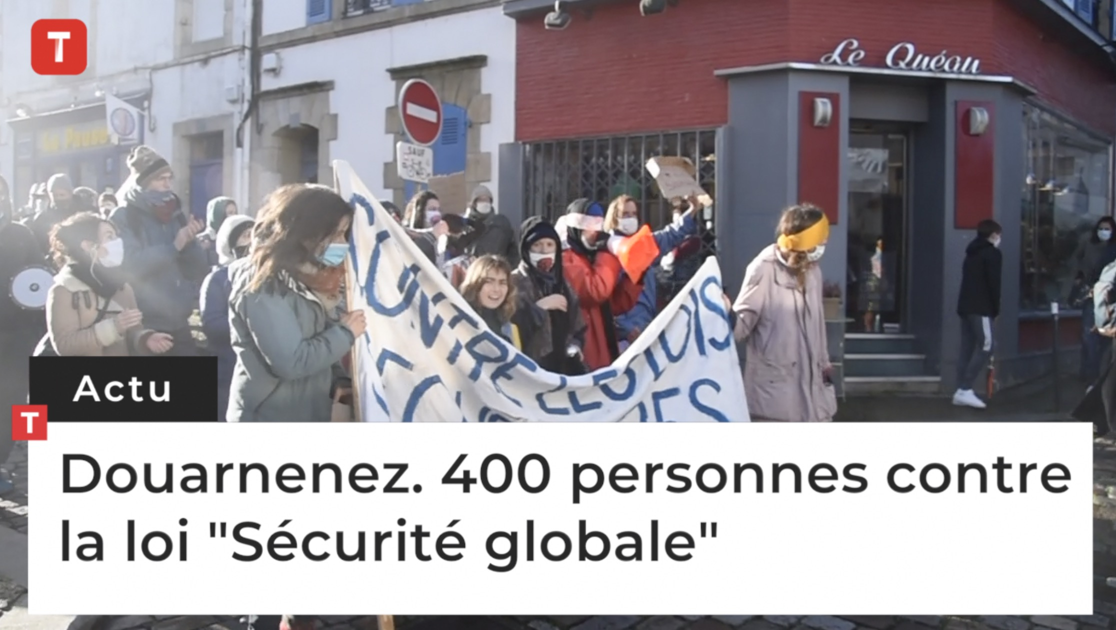 Douarnenez. 400 personnes contre la loi "Sécurité globale" (Le Télégramme)
