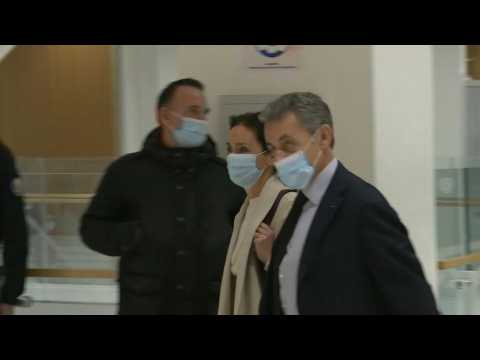 Ex-French President Sarkozy arrives in court as graft trial continues