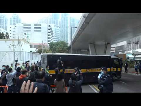Hong Kong media mogul facing national security charge leaves court