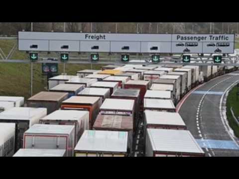 Long queues of lorries at Dover port