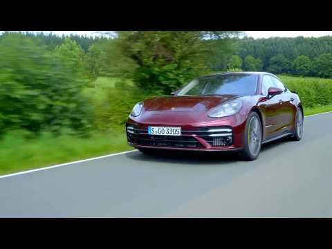 The new Porsche Panamera Turbo S in Cherry Metallic Driving Video