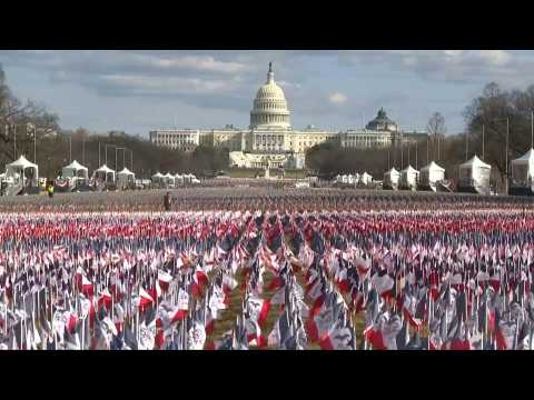 US flags line National Mall grounds ahead of inauguration