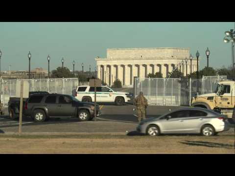 High security near the Lincoln Memorial ahead of Biden Covid-19 tribute