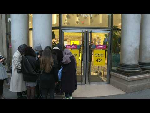 Winter sales open at Printemps department store in Paris
