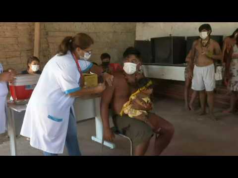 Guarani indigenous people receive Covid-19 shots in Brazil
