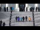 Joe Biden and Kamala Harris arrive at the Capitol for inauguration ceremony