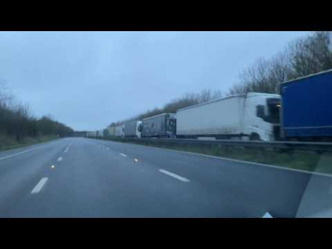 Scores of lorries parked on road to Dover as France closes UK border