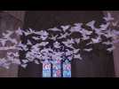 Paper doves symbolizing hope for 2021 in Washington Cathedral