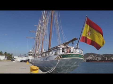 Spanish Navy training ship 'Elcano' docks in Manzanillo, Mexico