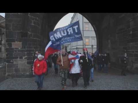 Dozens of people march in Prague against Covid measures, in support of Trump