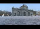 Snow turns to ice in Spanish capital
