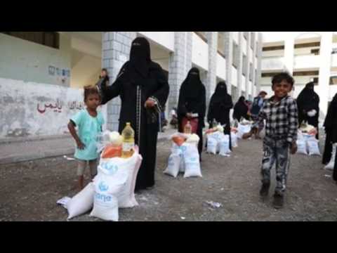 Local NGO distributes food in Al Hudaydah, Yemen