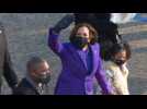 Vice President Kamala Harris walks inaugural parade route