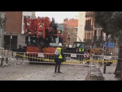 Clean-up works continue in Madrid after blast left four dead