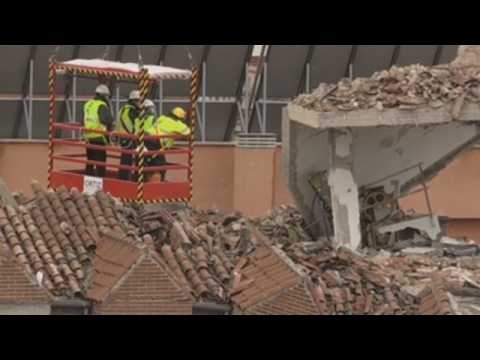 Firefighters continue working on building hit by explosion in Madrid
