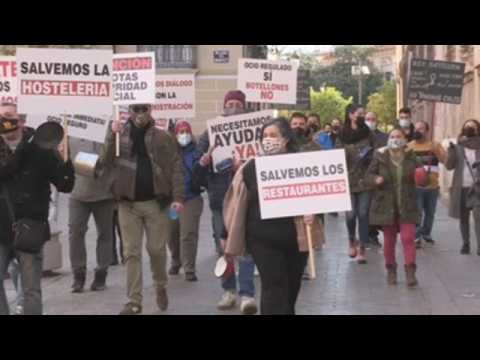 Hospitality sector protests Covid-19 restrictions in Valencia