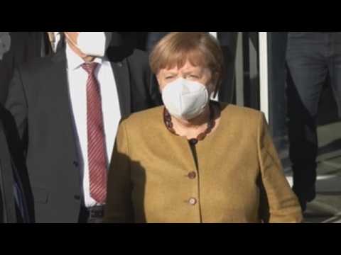 Merkel holds press conference in Berlin