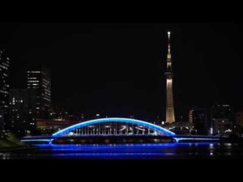 Tokyo Skytree lights up to mark countdown to the Olympic Torch Relay