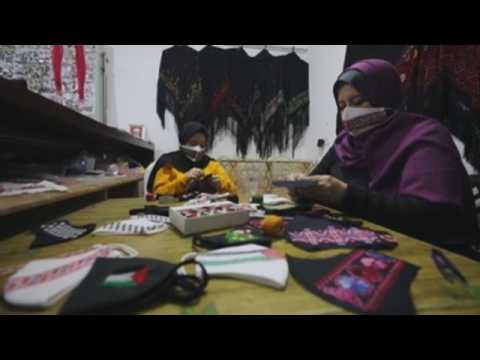 Palestinian family makes face masks with Palestinian patterns to export to Europe