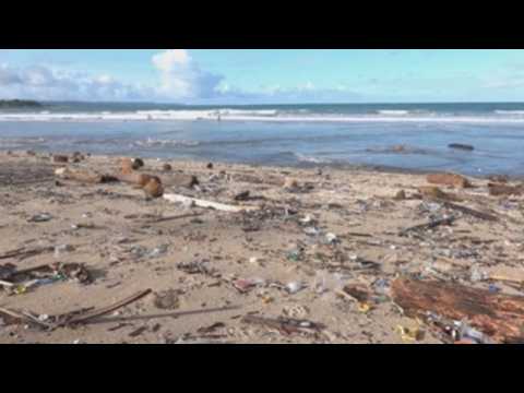 Bali's beach covered in plastic