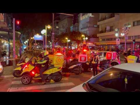 Israeli security forces on site of shooting attack in Tel Aviv