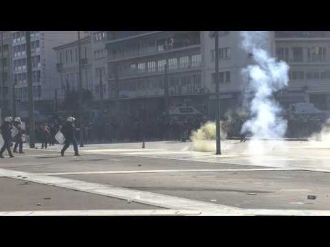 Greek police fire tear gas during protest clashes in Athens