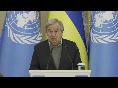 During Kyiv visit, UN chief slams 'shocking' video of killing