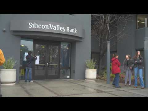 Images of Silicon Valley Bank as US stocks tumble