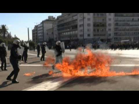 Greek train disaster protests in Athens turn violent