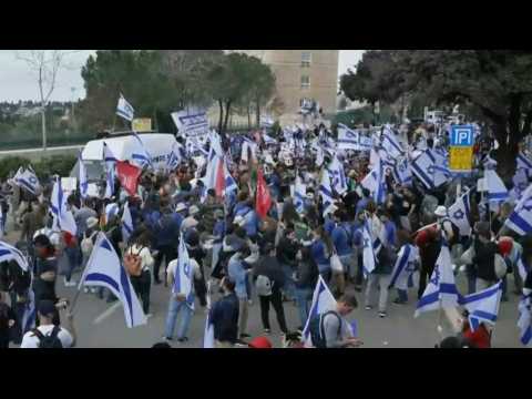 Protesters rally in front of Israel's Knesset over judicial reform