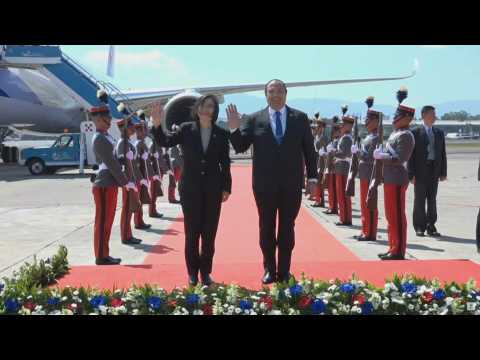 Taiwan President Tsai Ing-wen arrives in Guatemala