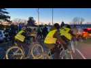 Tarn : blocage à vélo du rond-point de l'Arquipeyre à Albi contre la réforme des retraites