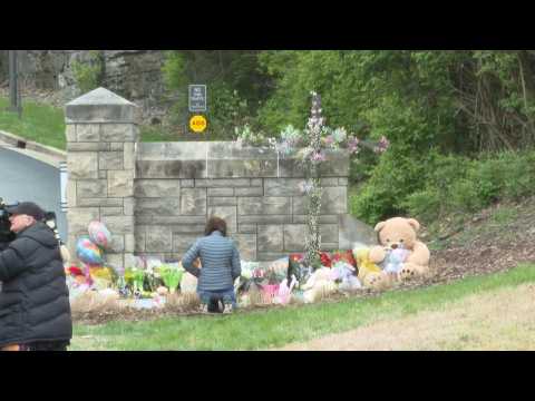 Scene at makeshift memorial outside Nashville school after shooter kills six