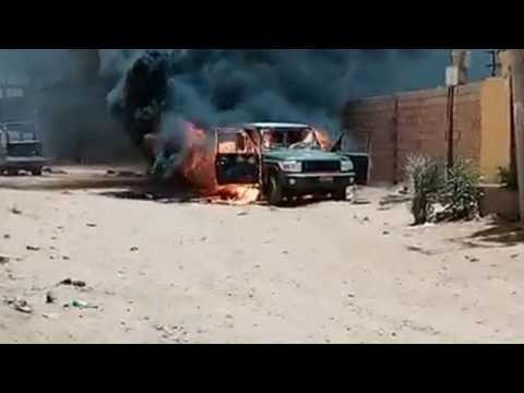Sudan's army releases footage of vehicle set on fire by paramilitaries as fighting rages