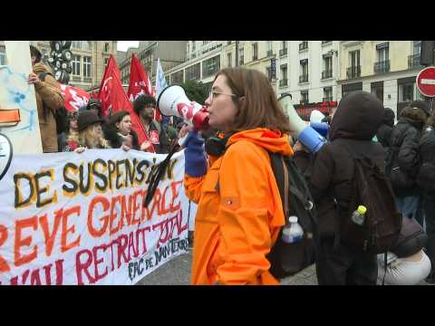 Students protest in Paris before court ruling on pension reform