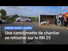 Anzin-Saint-Aubin : une camionnette de chantier se retourne sur la RN 25