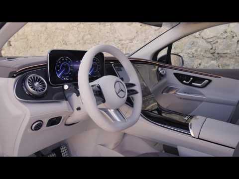 The new Mercedes-Benz EQE 350 4MATIC SUV Interior Design in high-tech silver