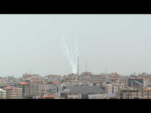 Barrage of rockets fired from Gaza towards Israel on fourth day of fighting