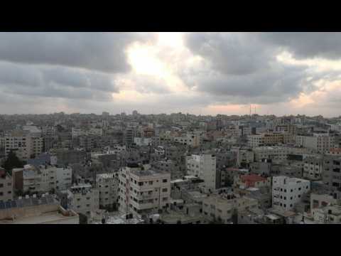 Skyline of the Gaza Strip during sunset after several days of tensions with Israel