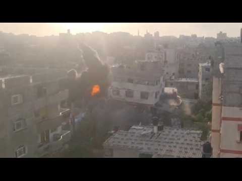 Islamic Jihad leader's house hit by an Israeli air strike in Gaza City