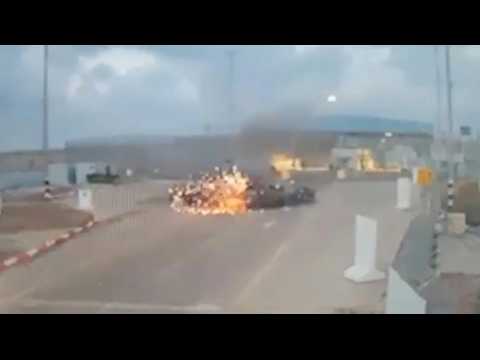 CCTV footage shows mortars' impact near Israeli crossing into Gaza
