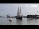 VIDEO. Le Belem toujours majestueux à la sortie du port de Saint-Nazaire
