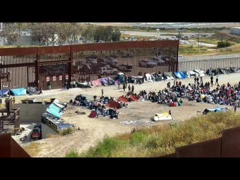 Migrants wait on US side of Mexico border as Covid-era restrictions to end
